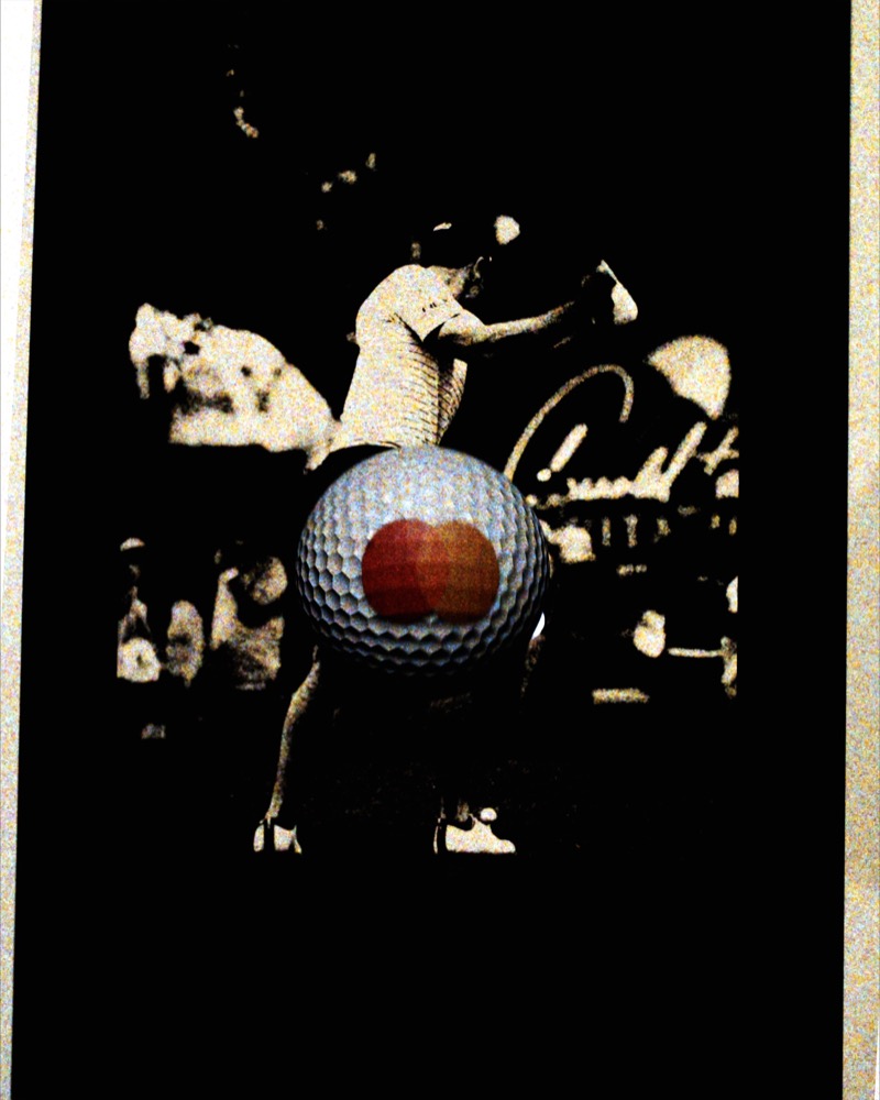 Golfer with ball overlay vintage style
