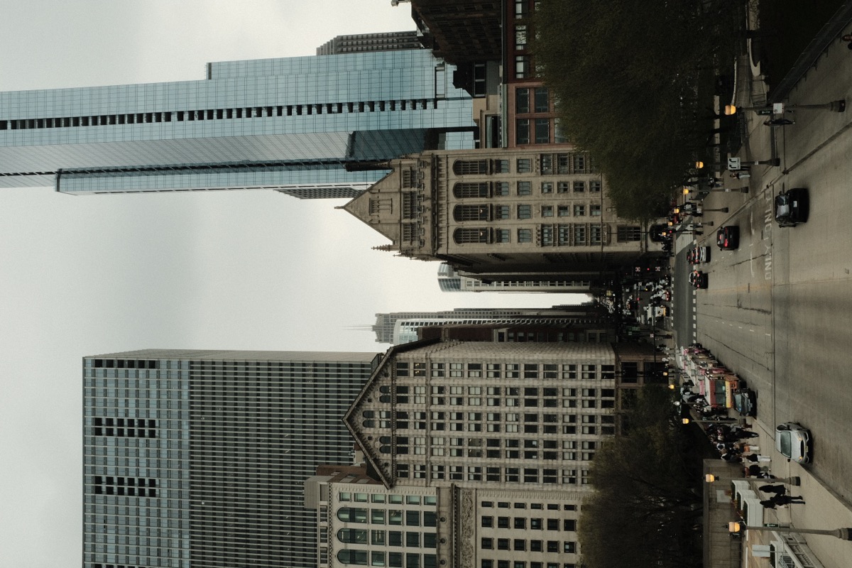 Urban cityscape from street level