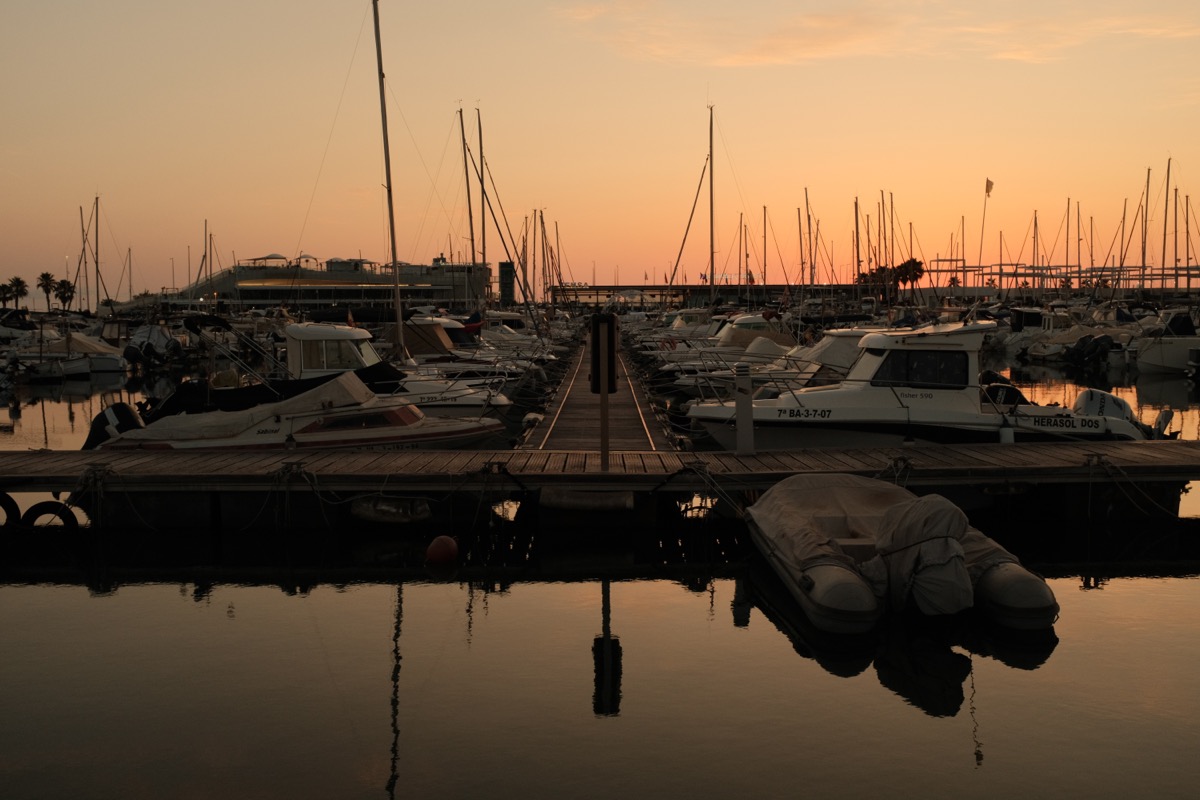 Silhouettes against dusk sky