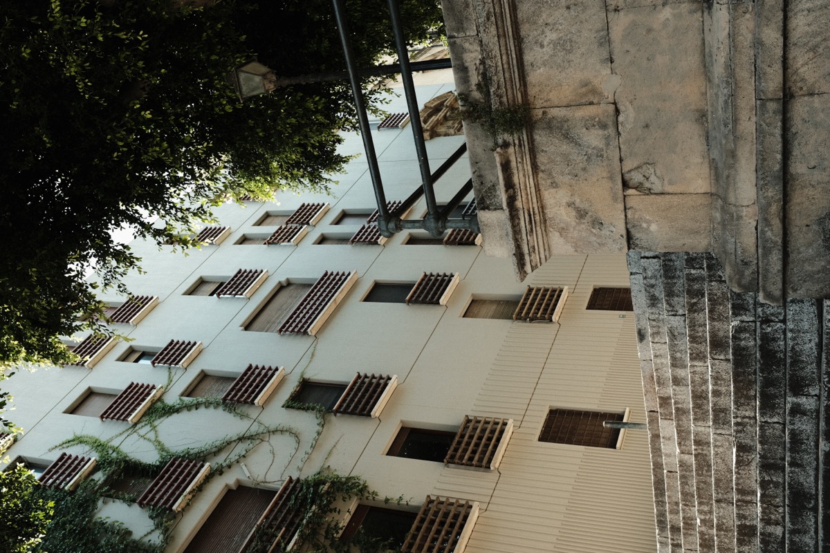 Golden hour riverside cityscape