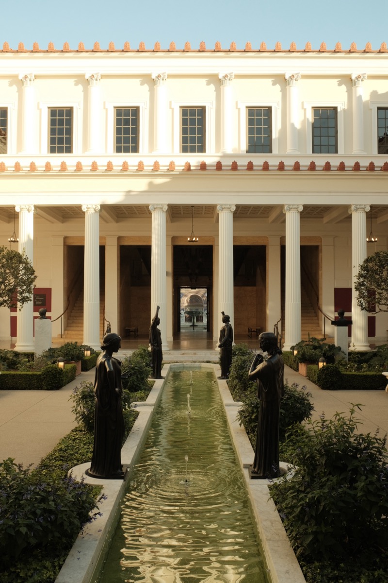 Aerial view of turquoise swimming pool