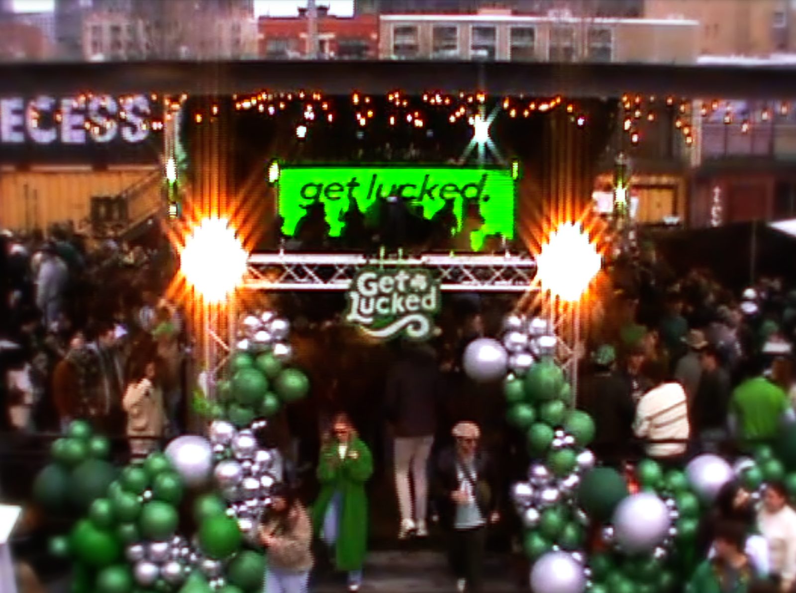 GetLucked festival entrance with green balloons