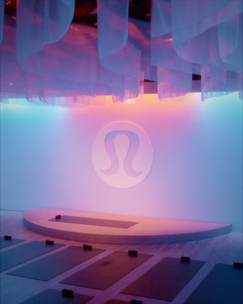 Lululemon studio interior in purple and blue