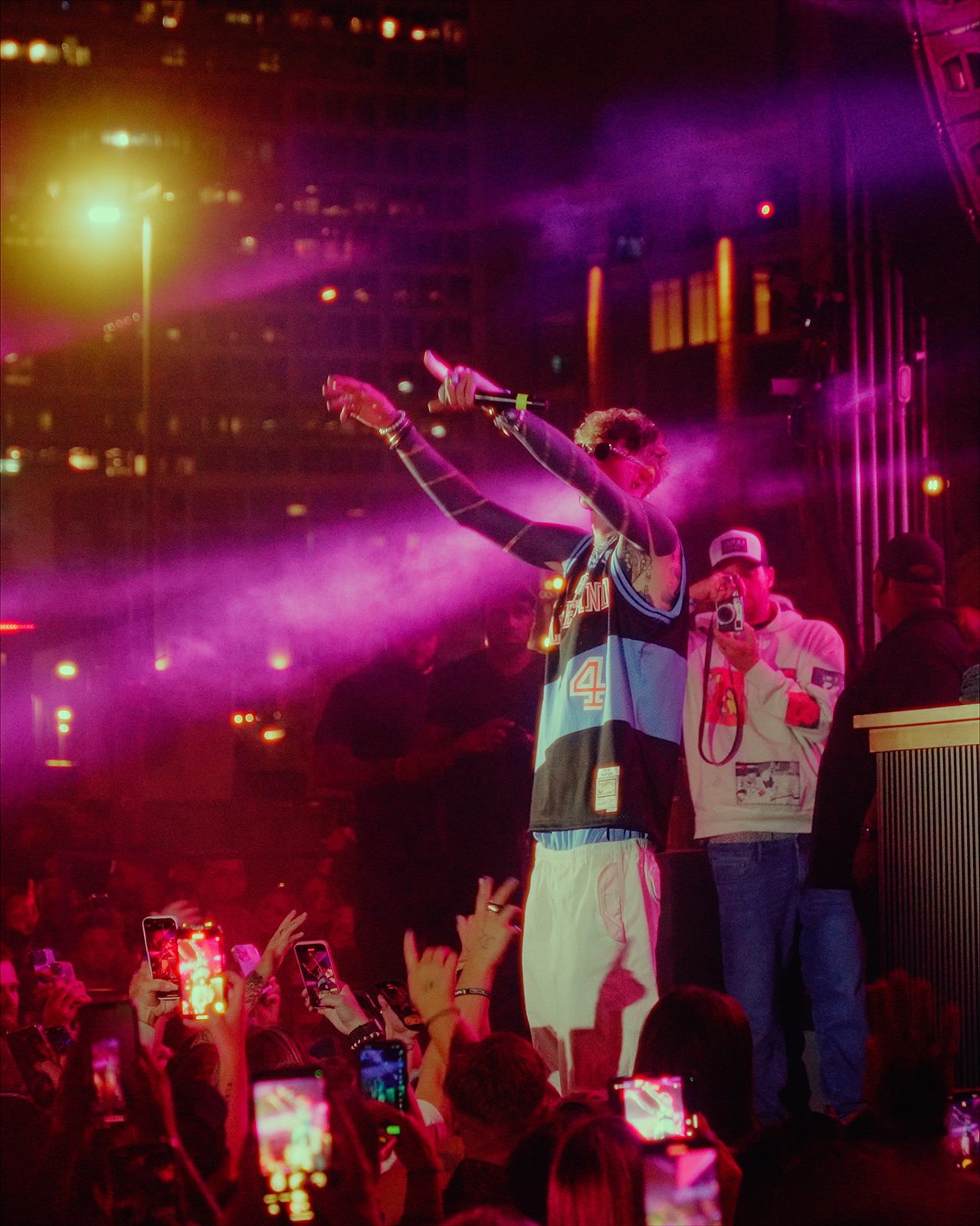 Purple haze stage performance with crowd