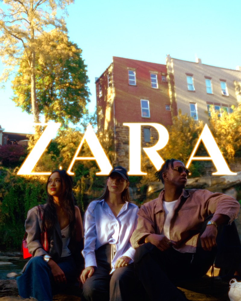 Three people seated with ZARA text overlay